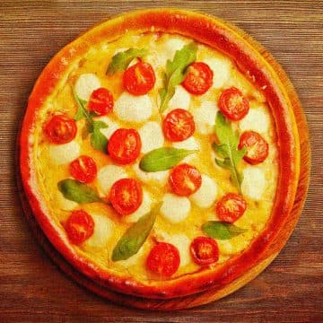 Pizza con carnes frías y aceitunas